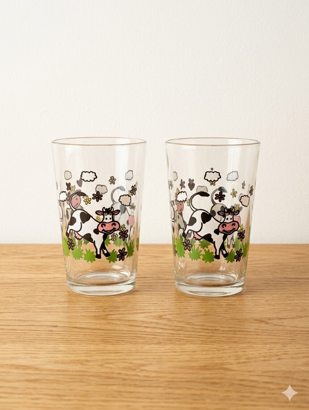 VTG 80s 90s Cow Print Cottagecore Drinking Glasses